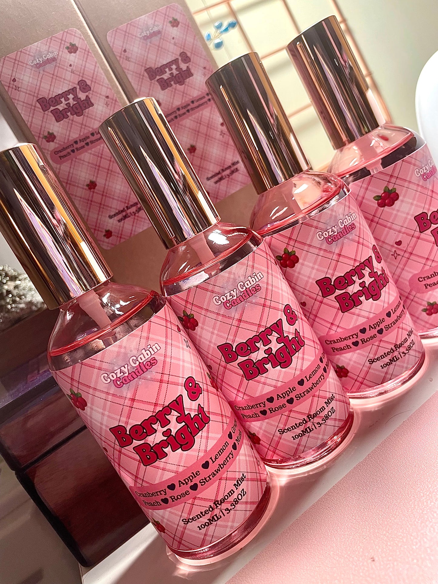 Berry & Bright Scented Room Mist - Christmas Limited Edition Pink Bottle